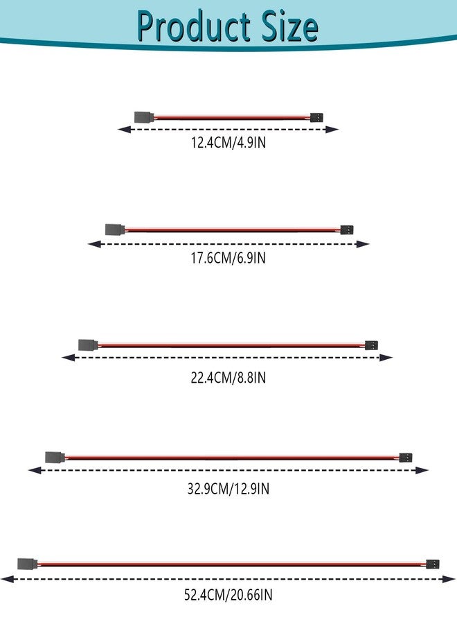 Abvsdu Servo Extension Cable, 20 PCS 3-Pin Servo Extension Cable,Wire Cord Female to Male Rc Servo Extension Cord Wire Connectors for Servo Extension Connection Control Board Remote Control Parts(5 Sizes) - Image 2